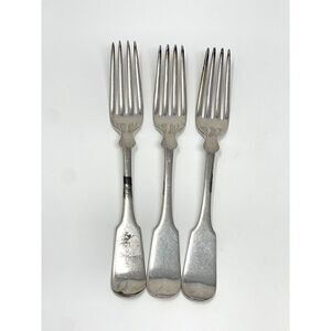 Rogers International Tipped 7 1/2” Dinner Forks Engraved Silverplate Set Of 3